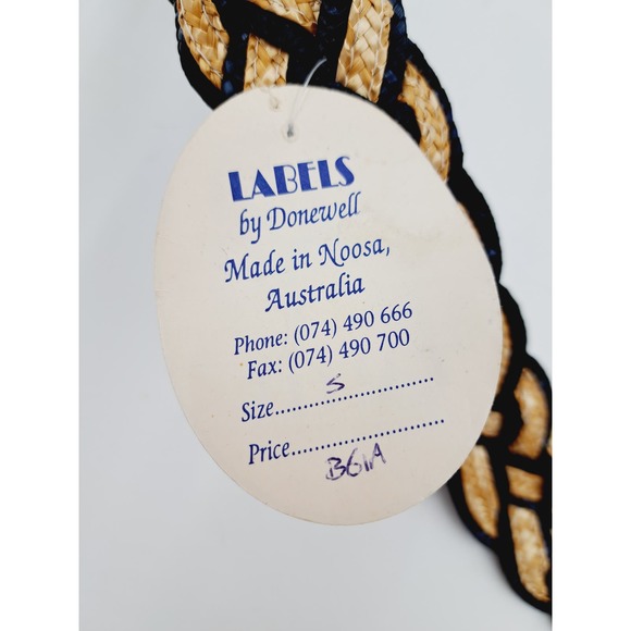Labels by Donewell Noosa Australia Black Natural Braided Belt Wood Buckle RARE main image 6